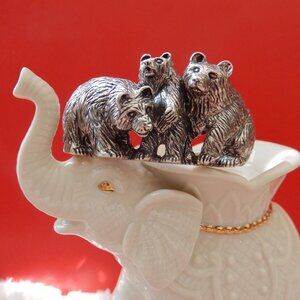 VTG. Ted Ott Navajo Handmade 45.61g Sterling Silver Bears Bracelet Jewelry Rare